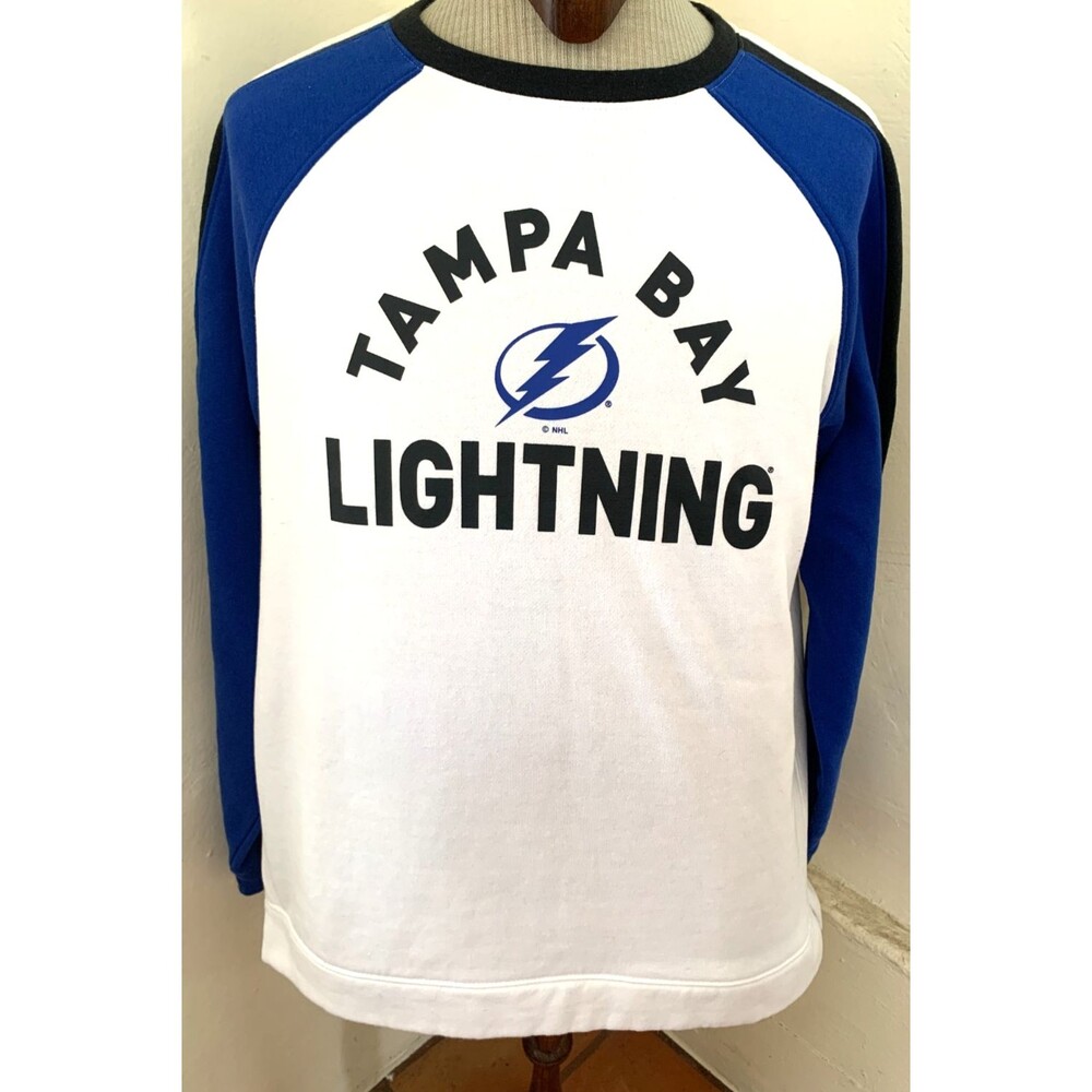 NHL Brand Tampa Bay Lightning Sweatshirt Hockey Men’s Size XL White/Blue/Black